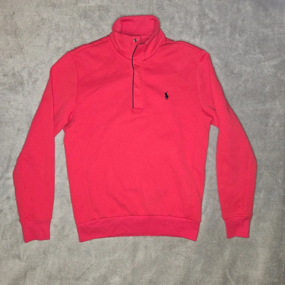 Polo Ralph Lauren Performance Mens Red Snap Mock Neck Sweatshirt Small